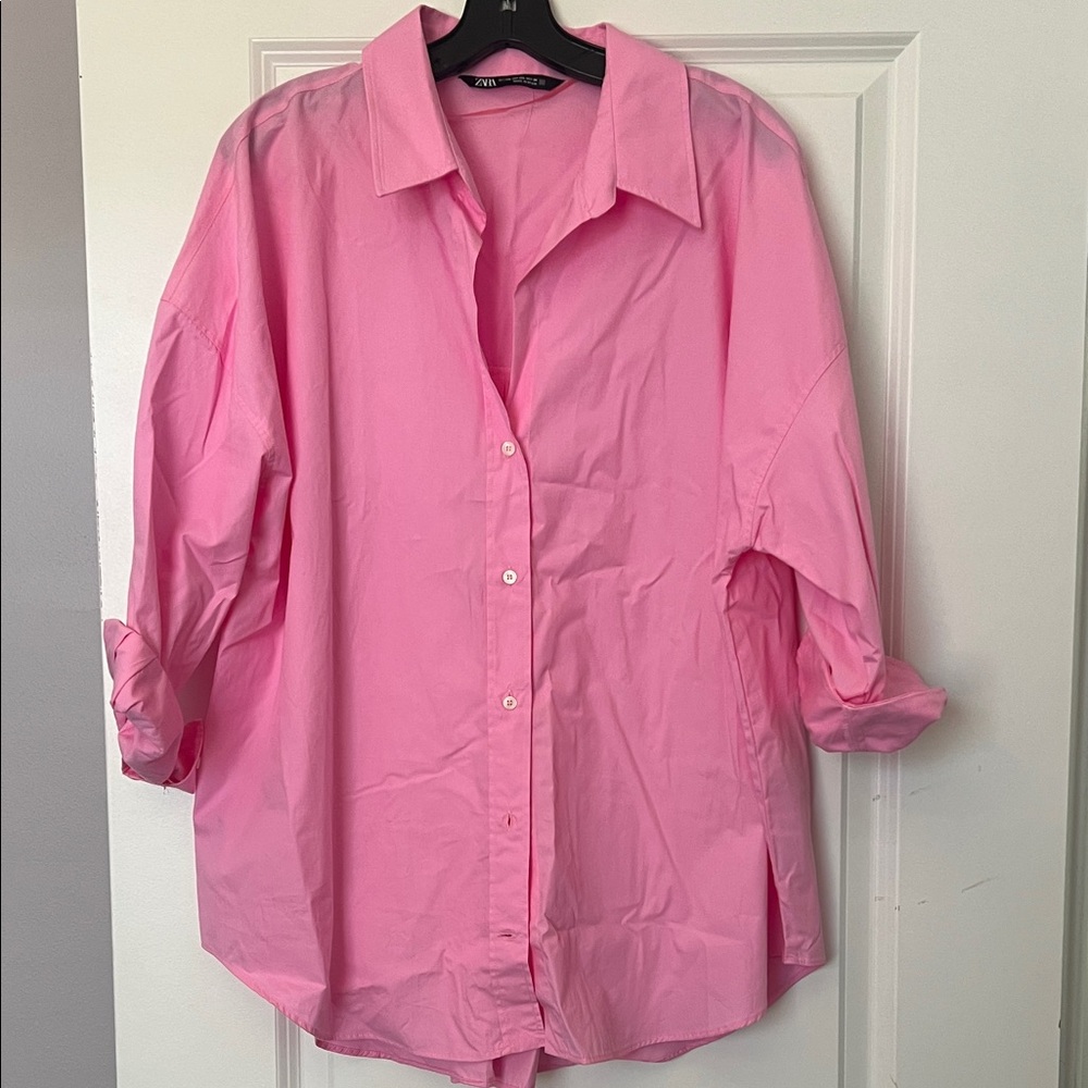 Zara Pink Button-Up Blouse